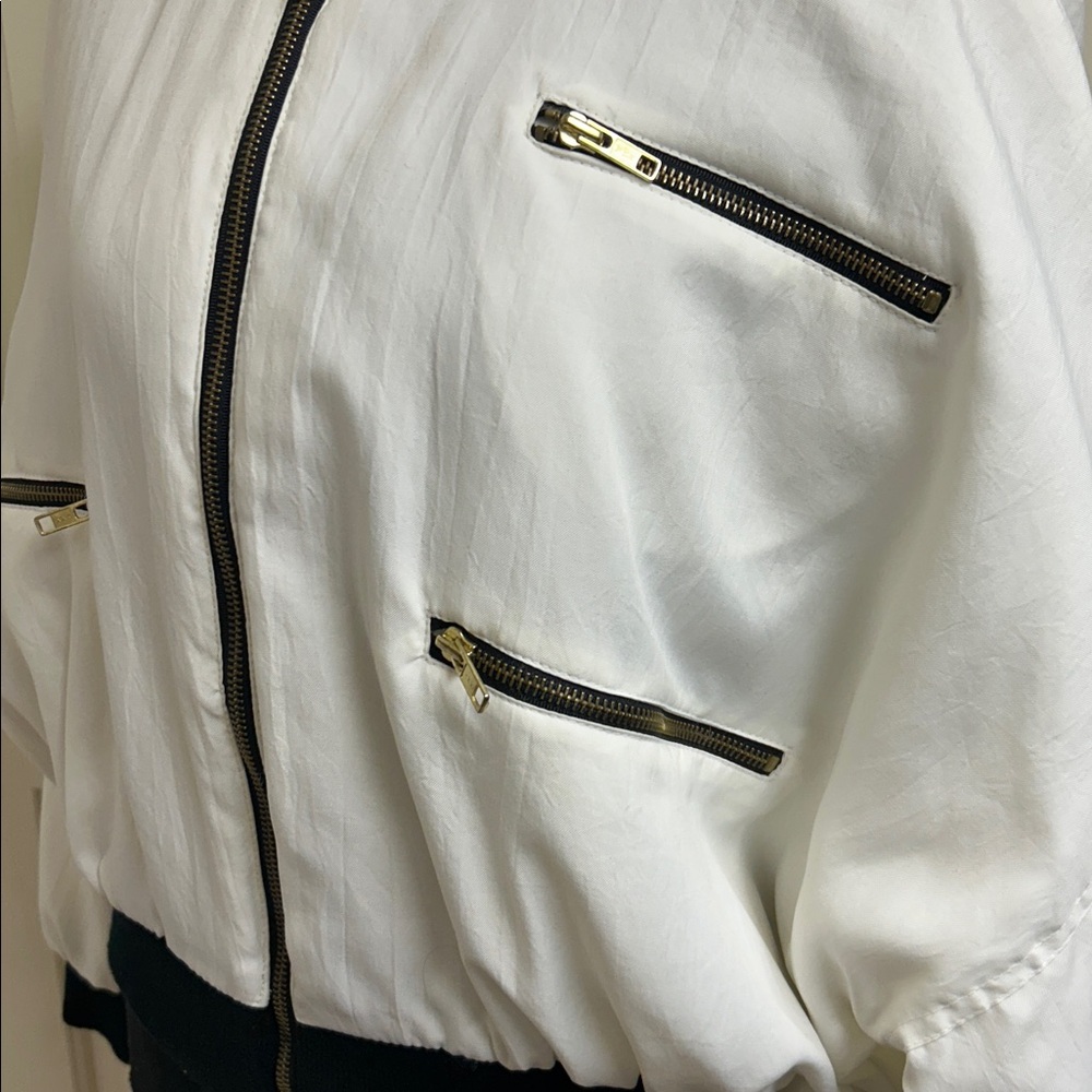 Giacca by J Gallery Vintage Black and white cropped zip up jacket, Size Medium - Picture 5 of 10